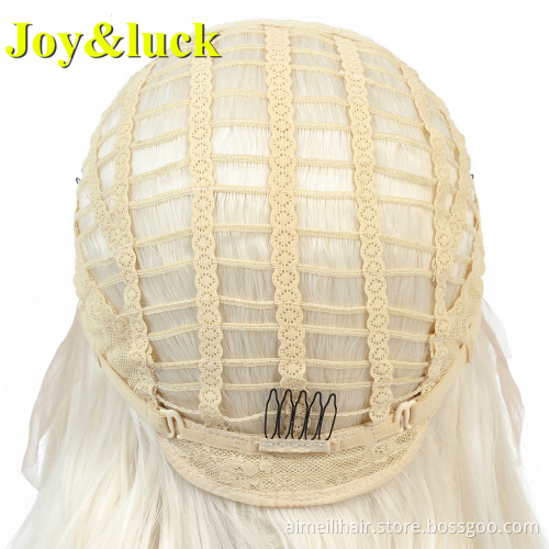Wholesale Prices Front Lace Wig For Women Daily Life Or Cosplay Natural Short Straight Synthetic White Lacefront Women Hair Wigs